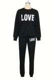 Casual Letter Print Basic O Neck Long Sleeve Two Pieces