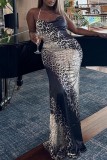 Sexy Print Backless Spaghetti Strap Long Dress Dresses