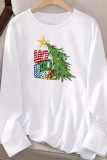 Casual Christmas Tree Printed Basic O Neck T-Shirts