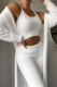 Casual Solid Patchwork U Neck Long Sleeve Three Pieces