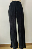 Sweet Solid Patchwork Draw String Straight Mid Waist Straight Solid Color Bottoms