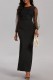 Casual Patchwork See-through O Neck One Step Skirt Dresses