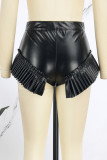 Casual Solid Patchwork Skinny High Waist Conventional Shorts