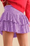 Casual Patchwork Sequins Regular High Waist Conventional Patchwork Skirt