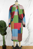 Street Color Block Patchwork Contrast Halter Long Sleeve Two Pieces