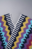 Elegant Print Tassel Patchwork Cardigan Collar Outerwear