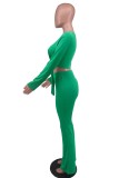 Casual Solid Asymmetrical V Neck Long Sleeve Two Pieces