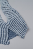 Sexy Solid Patchwork Draw String Pocket V Neck Sleeveless Two Pieces