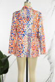 Casual Daily Elegant Simplicity Mixed Printing Printing Turn-back Collar Outerwear