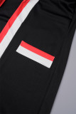 Elegant Color Block Bandage Patchwork Pocket V Neck Outerwear