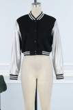 Casual Letter Embroidery Patchwork Outerwear