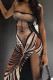 Street Print Patchwork High Opening Strapless Printed Dress Dresses