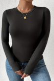 Casual Daily Solid Patchwork O Neck Tops