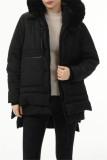 Casual Solid Patchwork Hooded Collar Outerwear