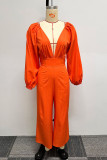 Casual Sweet Daily Simplicity Solid Color V Neck Regular Jumpsuits