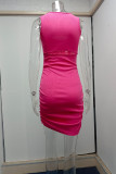 Casual Solid Hollowed Out O Neck Sleeveless Dress Dresses