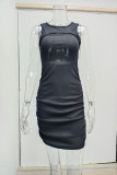 Casual Solid Hollowed Out O Neck Sleeveless Dress Dresses