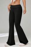 Casual Solid Basic Regular High Waist Conventional Solid Color Trousers