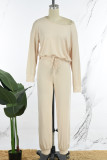 Casual Daily Simplicity Solid Color Long Sleeve Two Pieces
