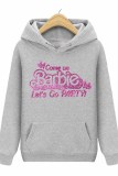 Casual Print Letter Hooded Collar Tops