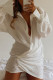 Sexy Casual Solid Patchwork Turndown Collar Long Sleeve Dresses