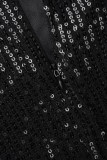Sexy Solid Sequins Patchwork Backless Strapless Wrapped Skirt Dresses