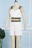 Casual Daily Simplicity Patchwork Contrast Spaghetti Strap Sleeveless Two Pieces