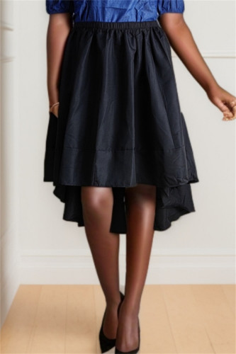 Casual Solid Asymmetrical Plus Size High Waist Skirt