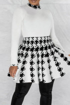 Casual Print Patchwork Half A Turtleneck Long Sleeve Two Pieces