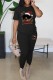 Casual Print Basic O Neck Short Sleeve Two Pieces