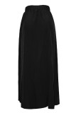 Casual Solid Patchwork Slit Zipper Plus Size High Waist Skirt