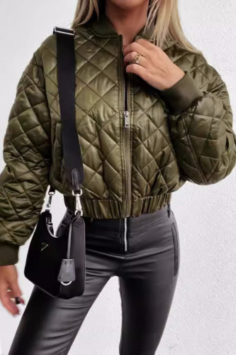 Casual Solid Patchwork Zipper Collar Outerwear
