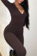 Casual Solid Basic V Neck Skinny Jumpsuits