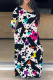 Casual Print Basic V Neck Long Sleeve Dresses
