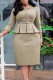 Elegant Solid Patchwork Fold With Belt Zipper V Neck Pencil Skirt Dresses（Belt Included）