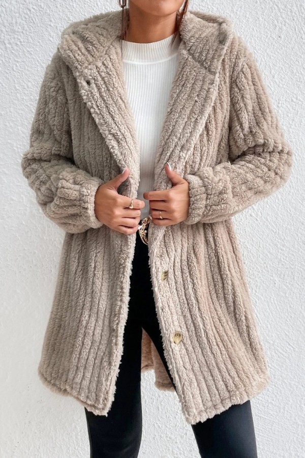 Casual Solid Cardigan Hooded Collar Outerwear