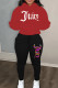 Casual Print Patchwork Draw String Pocket Hooded Collar Long Sleeve Two Pieces