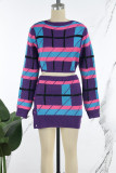 Celebrities Color Block Hollowed Out Draw String Buckle Cross Straps O Neck Long Sleeve Two Pieces