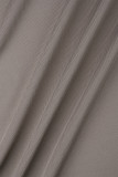 Sexy Solid Bandage Patchwork Slit O Neck Wrapped Skirt Dresses