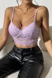 Sexy Casual Solid Patchwork Backless Spaghetti Strap Tops