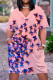 Casual Print Patchwork Pocket V Neck Straight Dresses