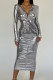 Elegant Solid Patchwork V Neck Long Dress Dresses