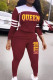 Casual Letter Print Patchwork Hooded Collar Long Sleeve Two Pieces