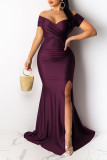 Elegant Solid Patchwork V Neck Evening Dress Dresses