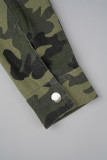Street Camouflage Print Patchwork Pocket Buckle Zipper Half A Turtleneck Outerwear