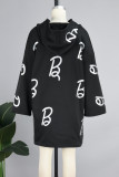 Casual Print Patchwork Pocket Hooded Collar Long Sleeve Dresses