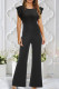 Elegant Solid Bandage Patchwork Zipper O Neck Loose Jumpsuits