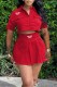 Casual Street Print Letter Turndown Collar Short Sleeve Two Pieces
