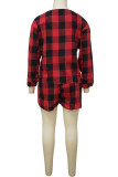 Street Plaid Patchwork O Neck Long Sleeve Two Pieces