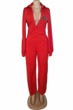 Sexy Print Letter V Neck Jumpsuits